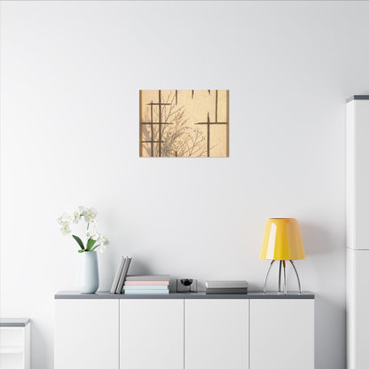 Shoji Screen Canvas Art | Winter Japandi Minimal Line Art