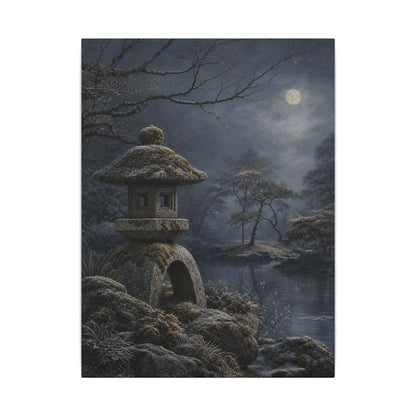 Stone Lantern Canvas Art | Winter Japandi Japanese Pattern Art
