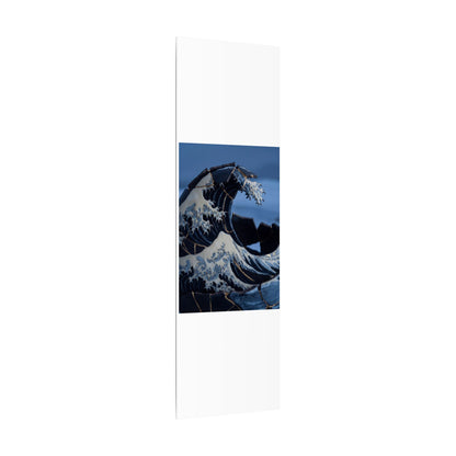 Ocean Wave Canvas Art | Winter Kintsugi Gold Repair Art