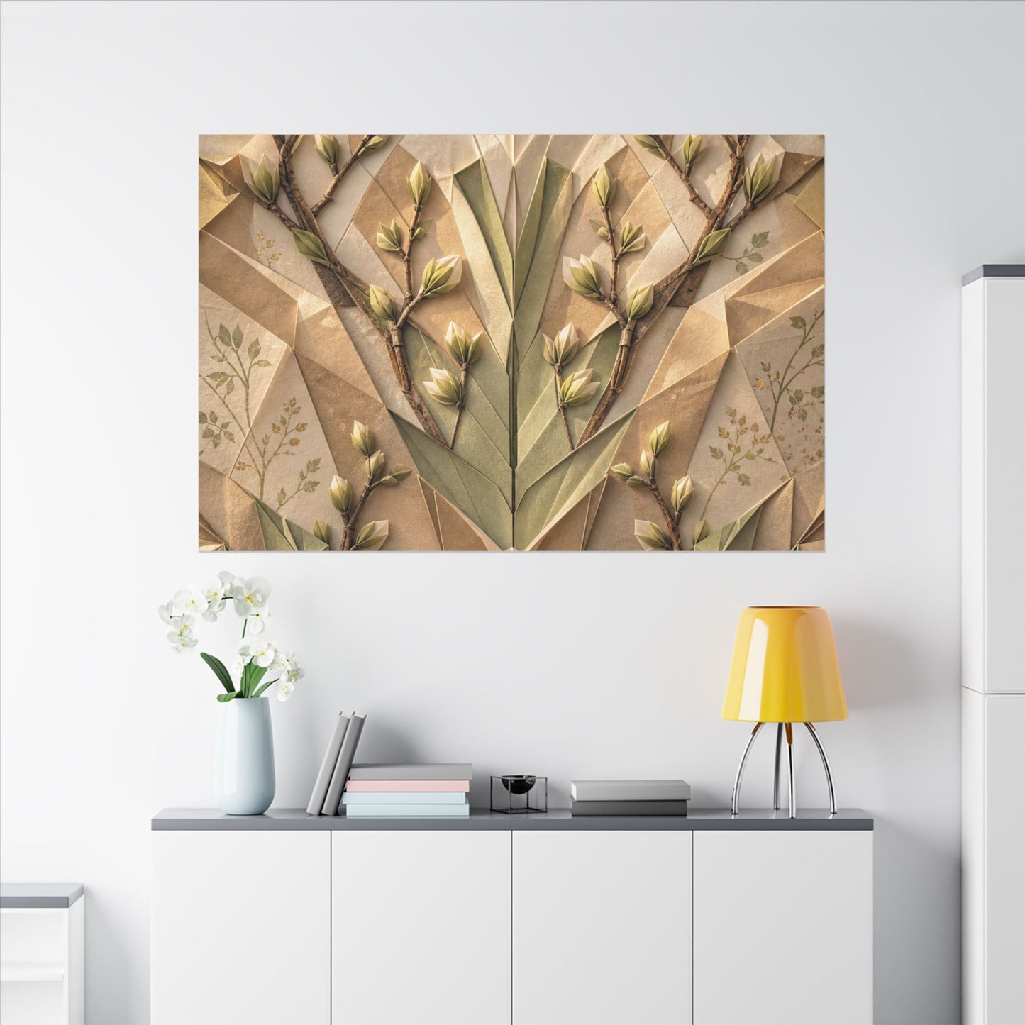 Kanso Paper Fold Canvas Art - Japandi Japanese Pattern