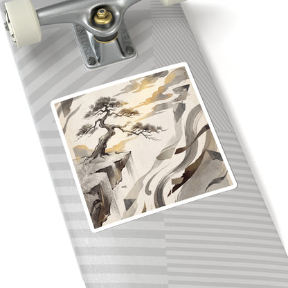 Golden Hour Pine Tree Sticker - Japandi Seijaku Art Print