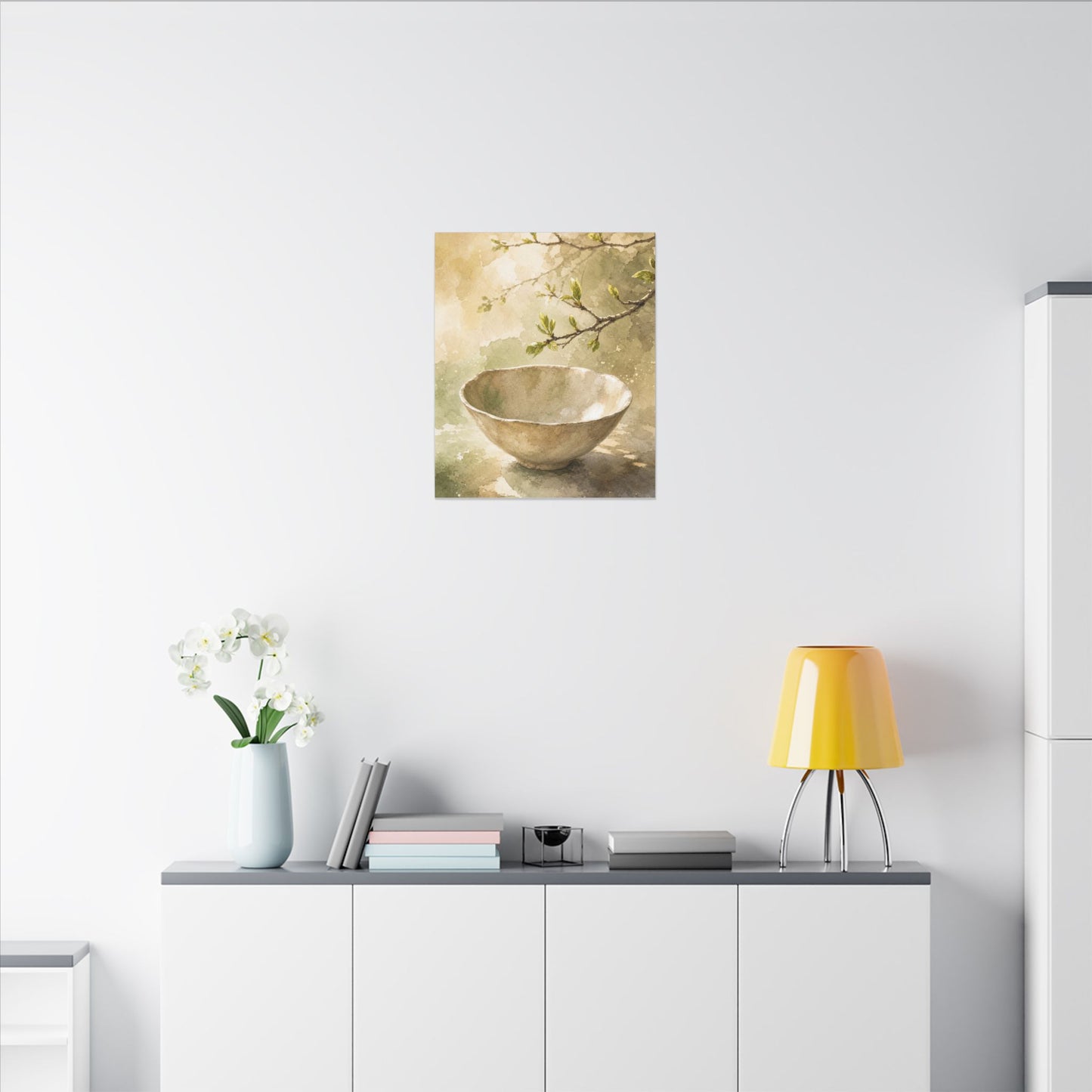 Warm Ceramic Bowl Canvas Art - Watercolor Japandi