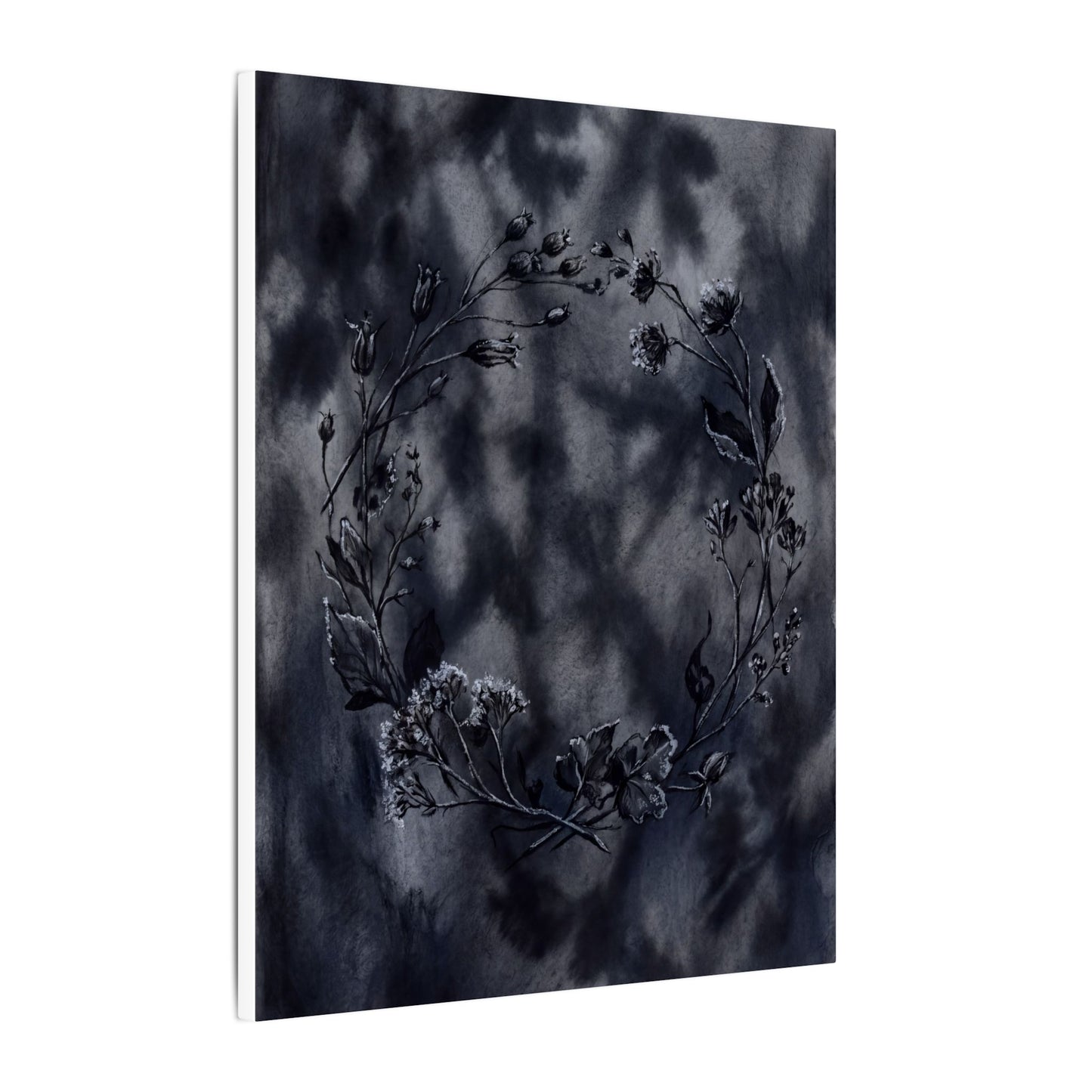 Dried Flowers Canvas Art | Winter Dark Japandi Shadow Zen Art