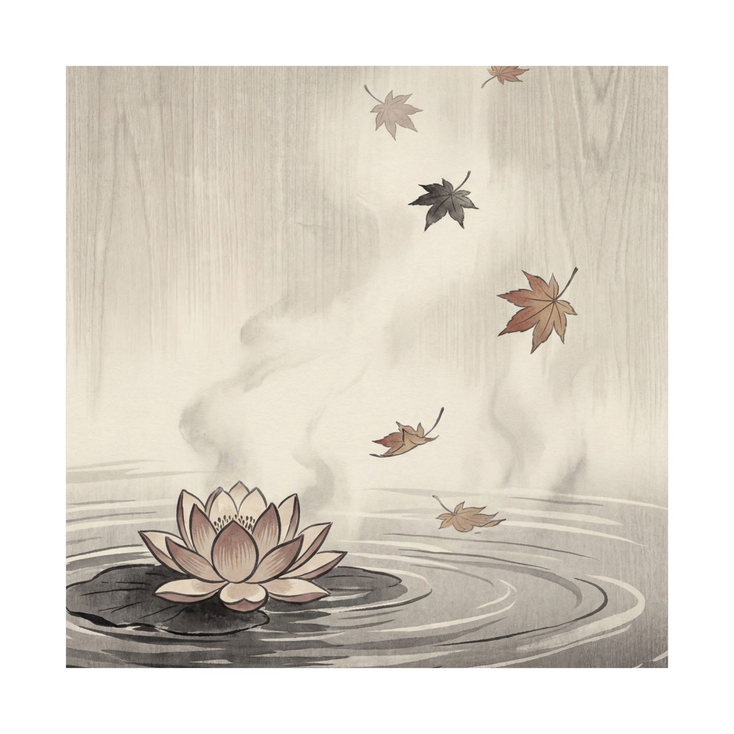 Lotus Flower Wall Art Print | Autumn Zen Ukiyo E Inspired Art