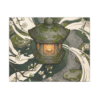Zen Stone Lantern in Candlelight | Ukiyo E Inspired Canvas Art