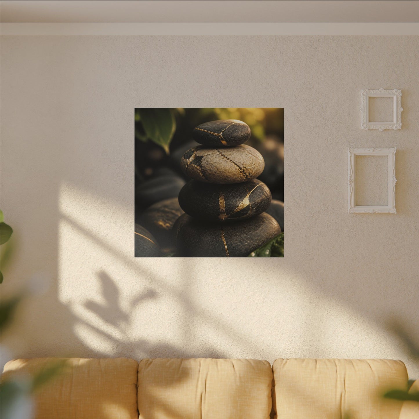 Summer River Stones Broken Beauty Canvas Art | Healing Decor