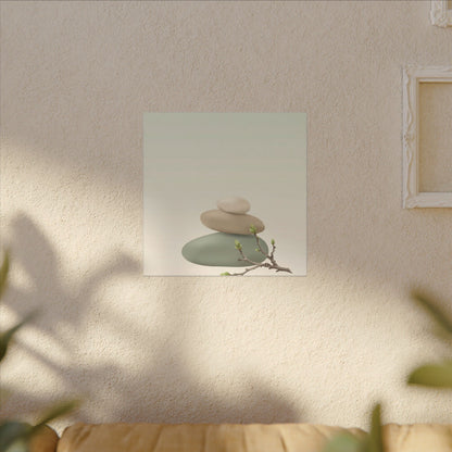 Dawn River Stones Canvas Art - Japandi Fukinsei