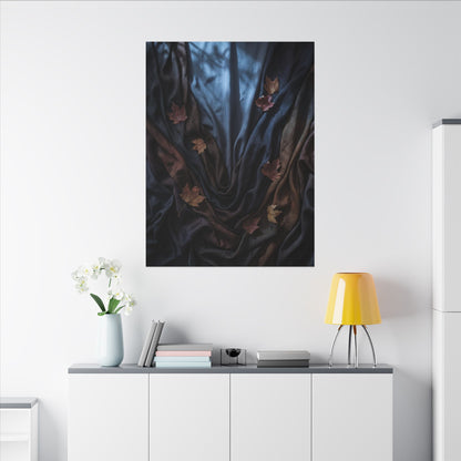 Silk Drape Canvas Art | Autumn Dark Japandi Moody Minimal Art