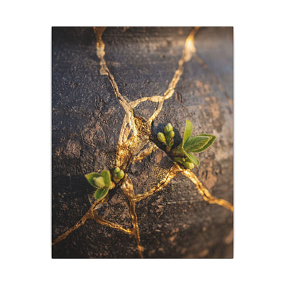 Rust Patina Gold Repair Canvas Art | Resilient Kintsugi Art