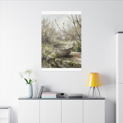 Japandi Ceramic Bowl in Overcast | Minimal Line Canvas Art