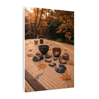 Golden Hour Tea Ceremony Canvas Art - Kintsugi Shibui