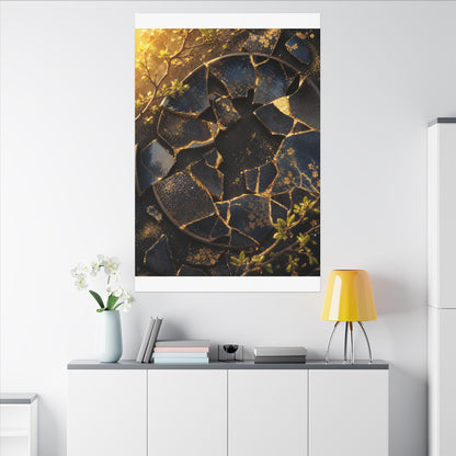 Golden Hour Broken Pottery Canvas Art - Kintsugi Ma