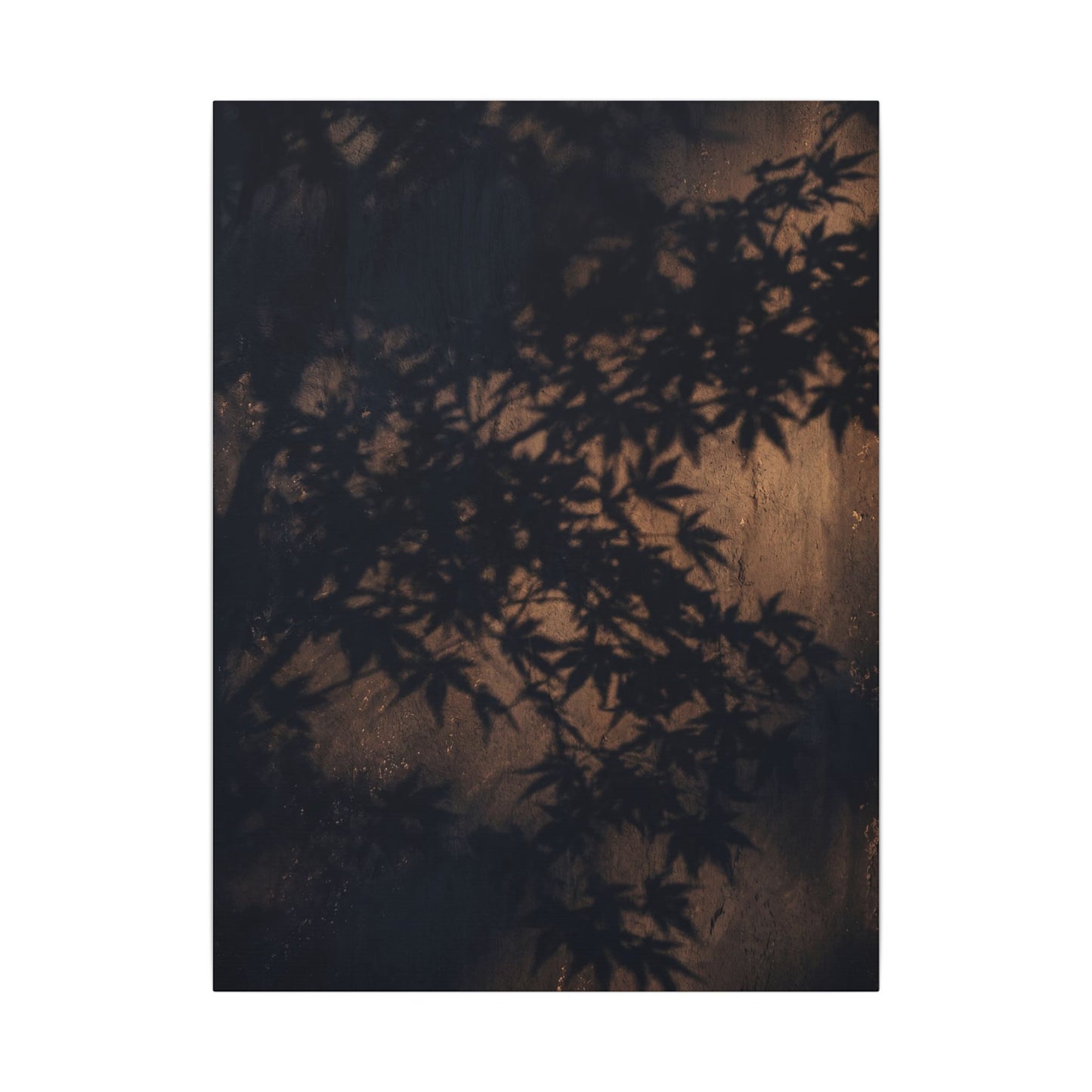 Shadow Play Autumn Canvas Art | Dark Japandi Atmospheric Design