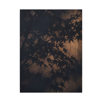 Shadow Play Autumn Canvas Art | Dark Japandi Atmospheric Design
