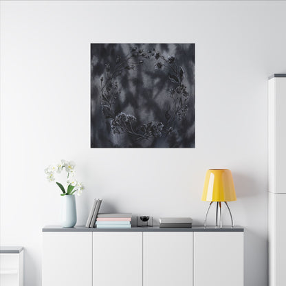 Dried Flowers Canvas Art | Winter Dark Japandi Shadow Zen Art
