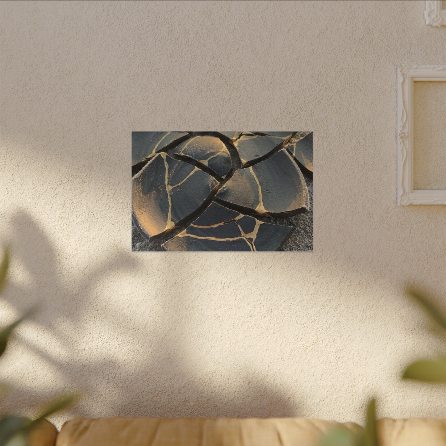 Broken Pottery Winter Canvas Art | Kintsugi Resilient Design