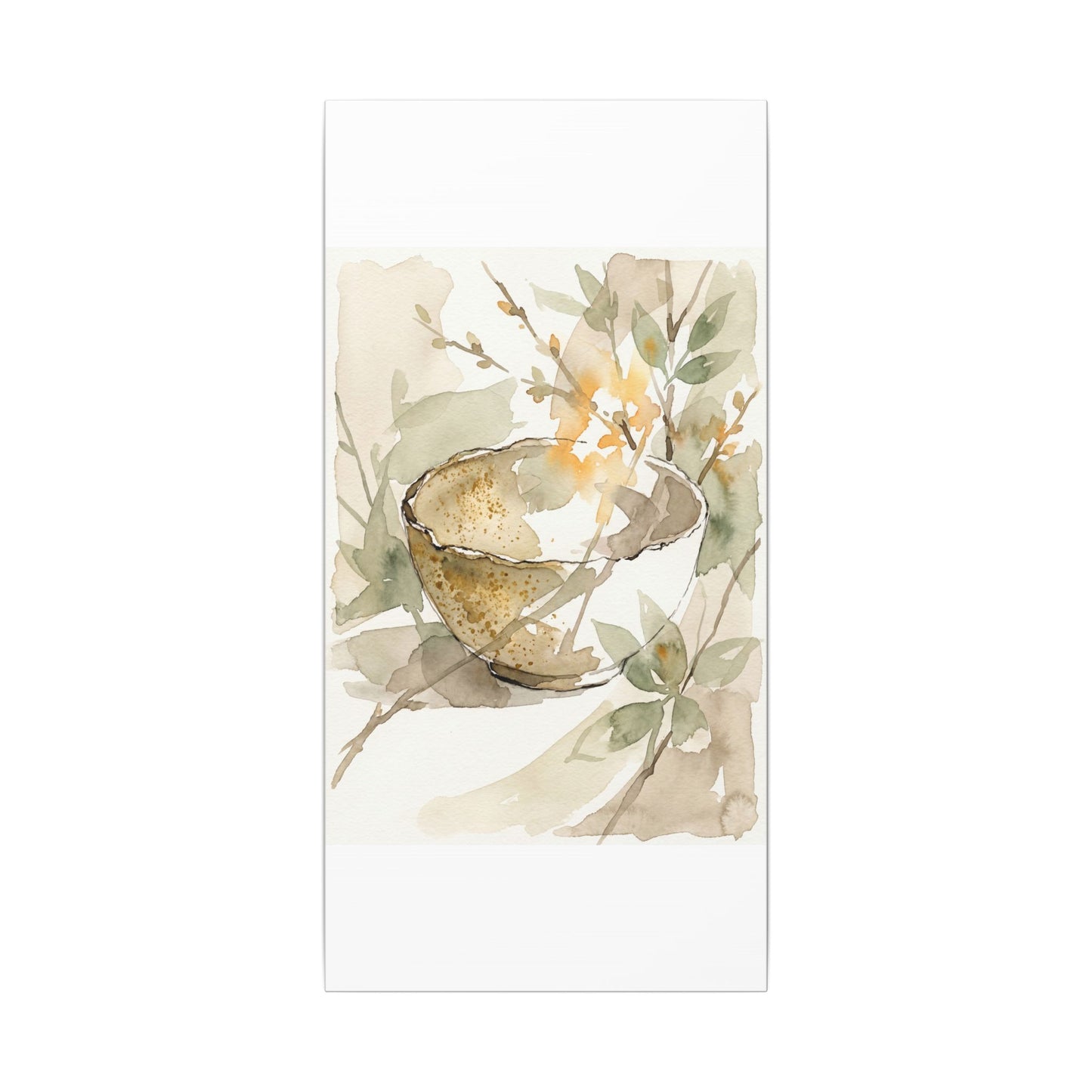 Spring Ceramic Bowl Watercolor Canvas Art | Neutral Decor
