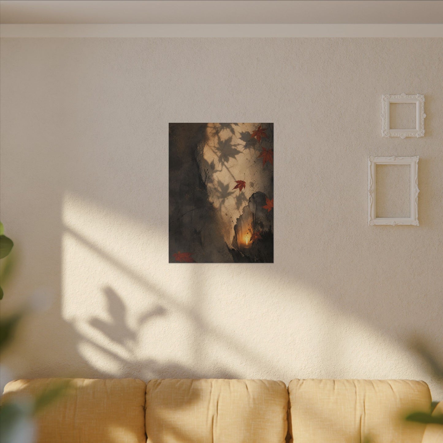 Shadow Play Texture Canvas Art | Neutral Japandi Art