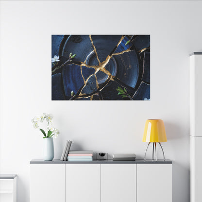 Moonlight Broken Pottery Canvas Art - Kintsugi Fukinsei