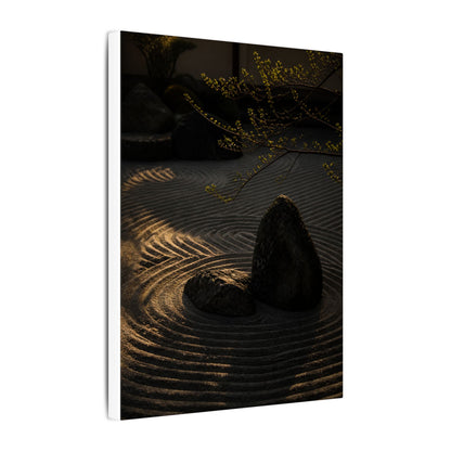 Ma Rock Garden Canvas Art - Dark Japandi Shadow Zen