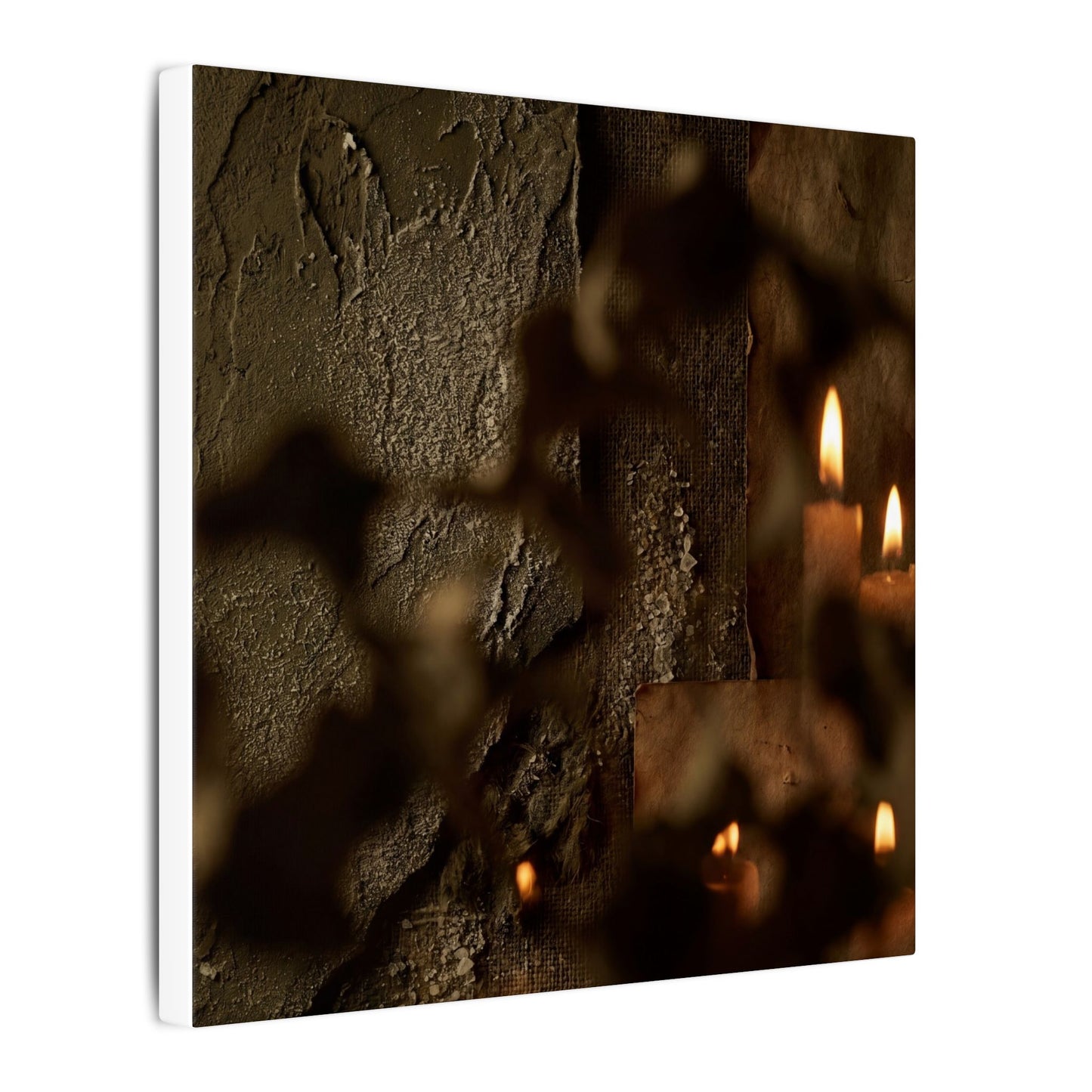 Shadow Play Dark Texture Canvas Art | Moody Dark Japandi Art