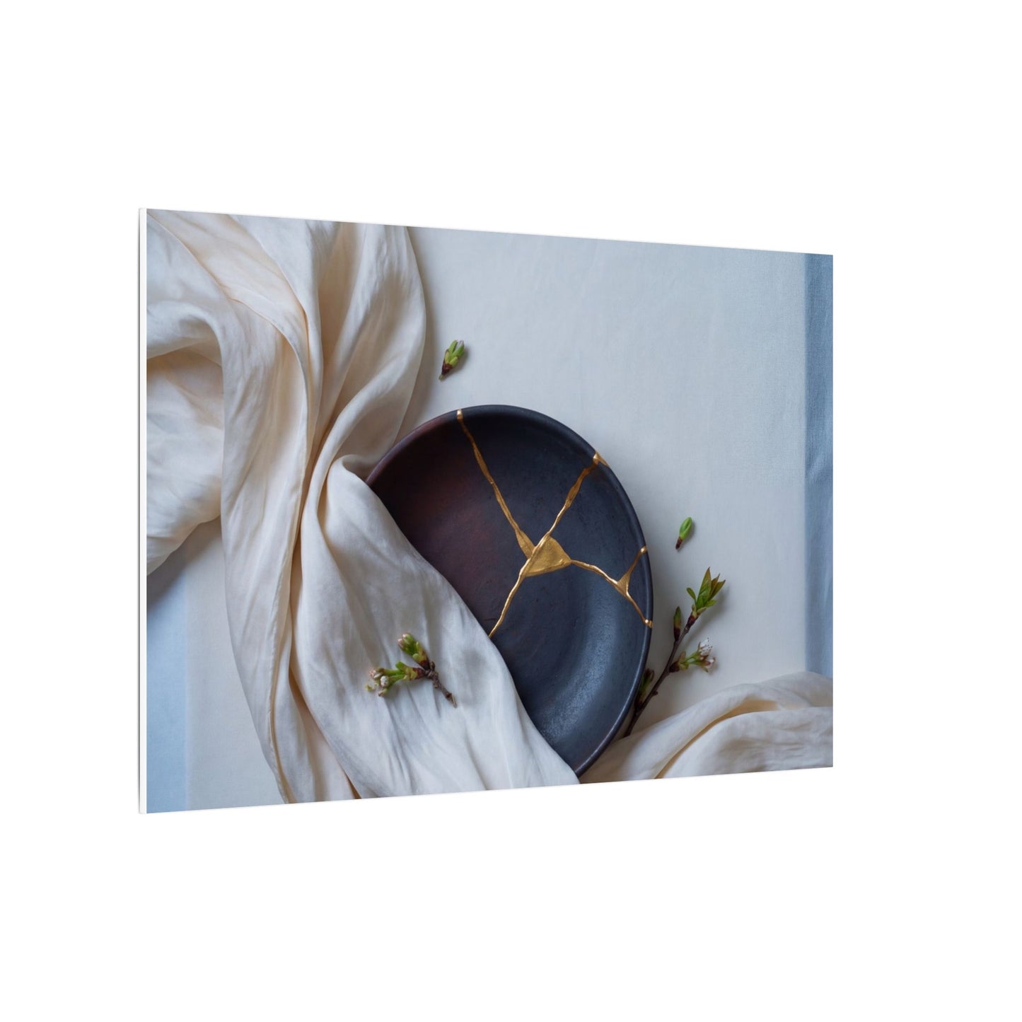 Ma Silk Drape Canvas Art - Kintsugi Gold Repair