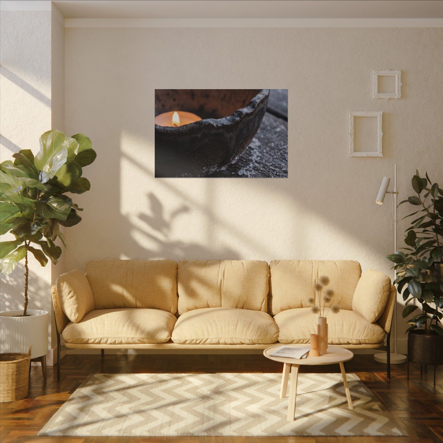 Atmospheric Ceramic Bowl Canvas Art - Moody Minimal Dark Japandi