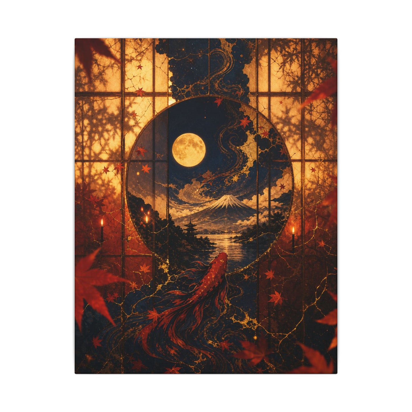 Beautiful Shoji Screen Canvas Art - Gold Vein Kintsugi
