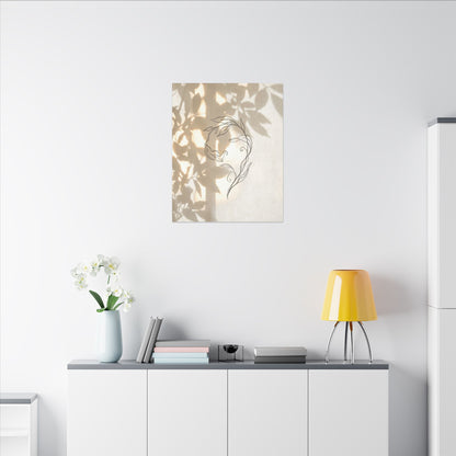 Warm Shoji Screen Canvas Art - Minimal Line Japandi