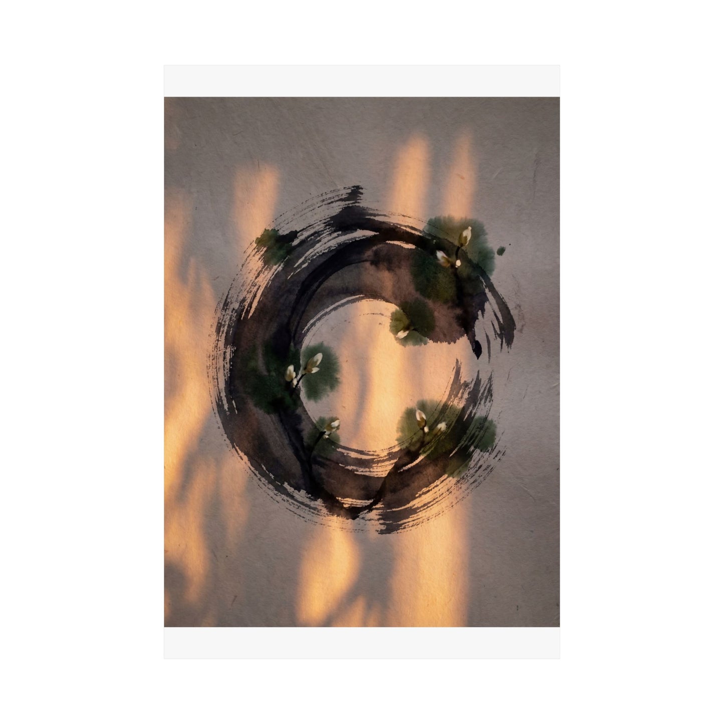 Candlelight Ink Brushstroke Wall Art Print - Dark Japandi Datsuzoku