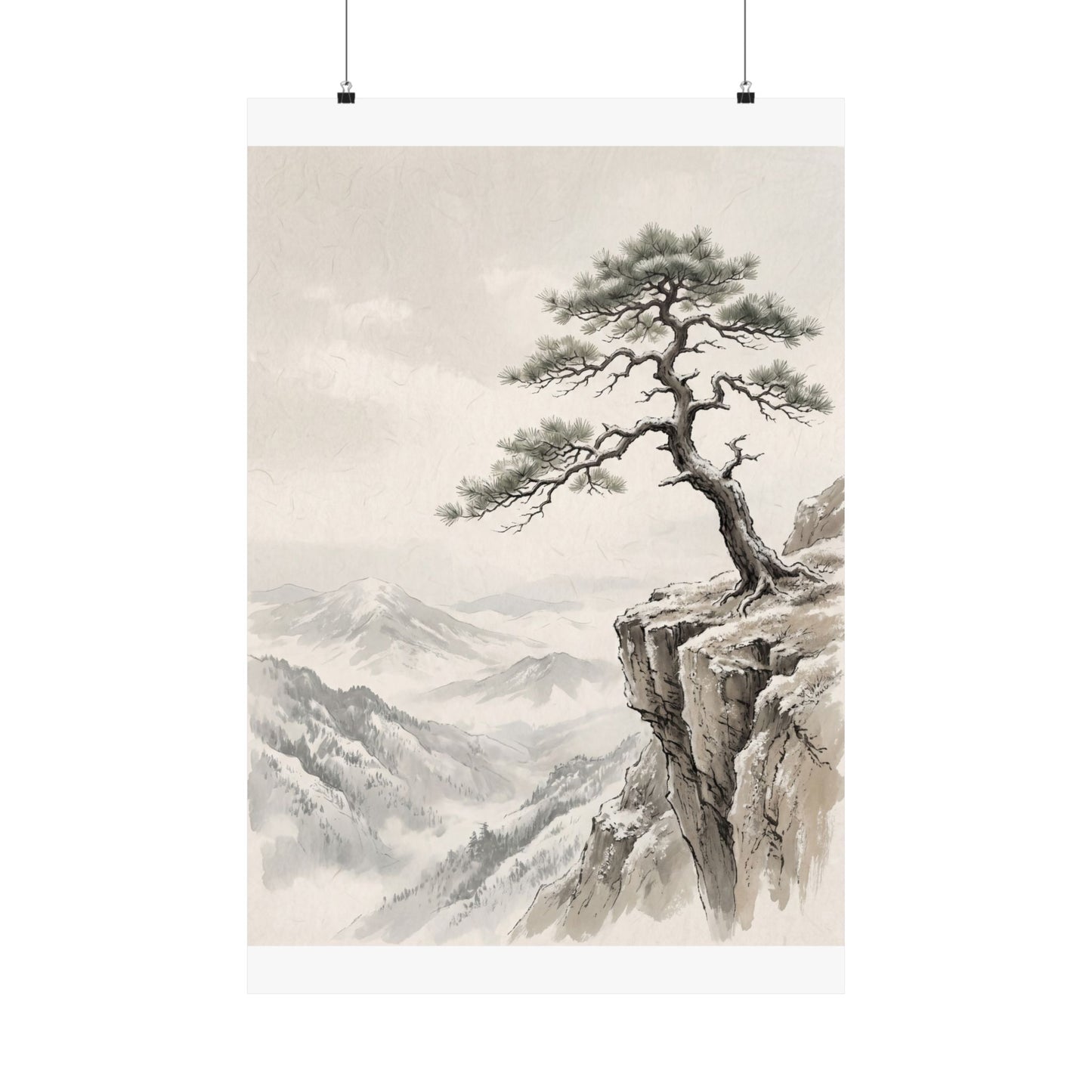 Pine Tree Wall Art Print | Winter Japandi Japanese Pattern Art