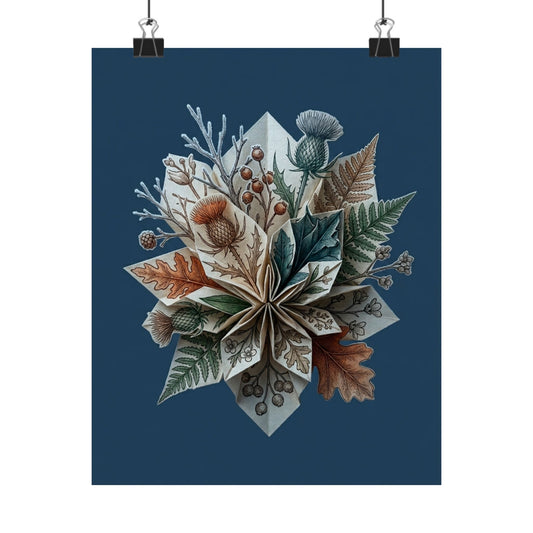 Cottagecore Paper Fold in Moonlight | Vintage Botanical Wall Art Print