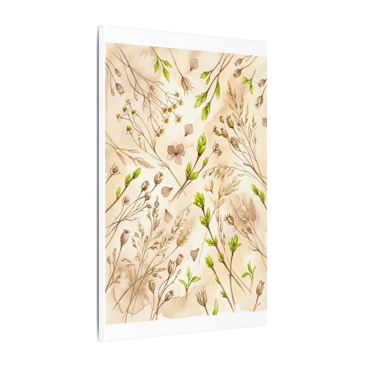 Spring Dried Flowers Watercolor Canvas Art | Earthy Decor