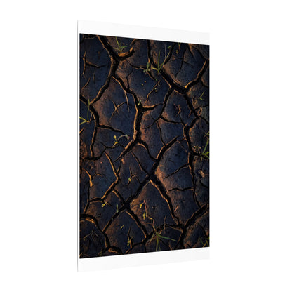 Cracked Earth Moody Minimal Canvas Art | Luxurious Dark Japandi Art