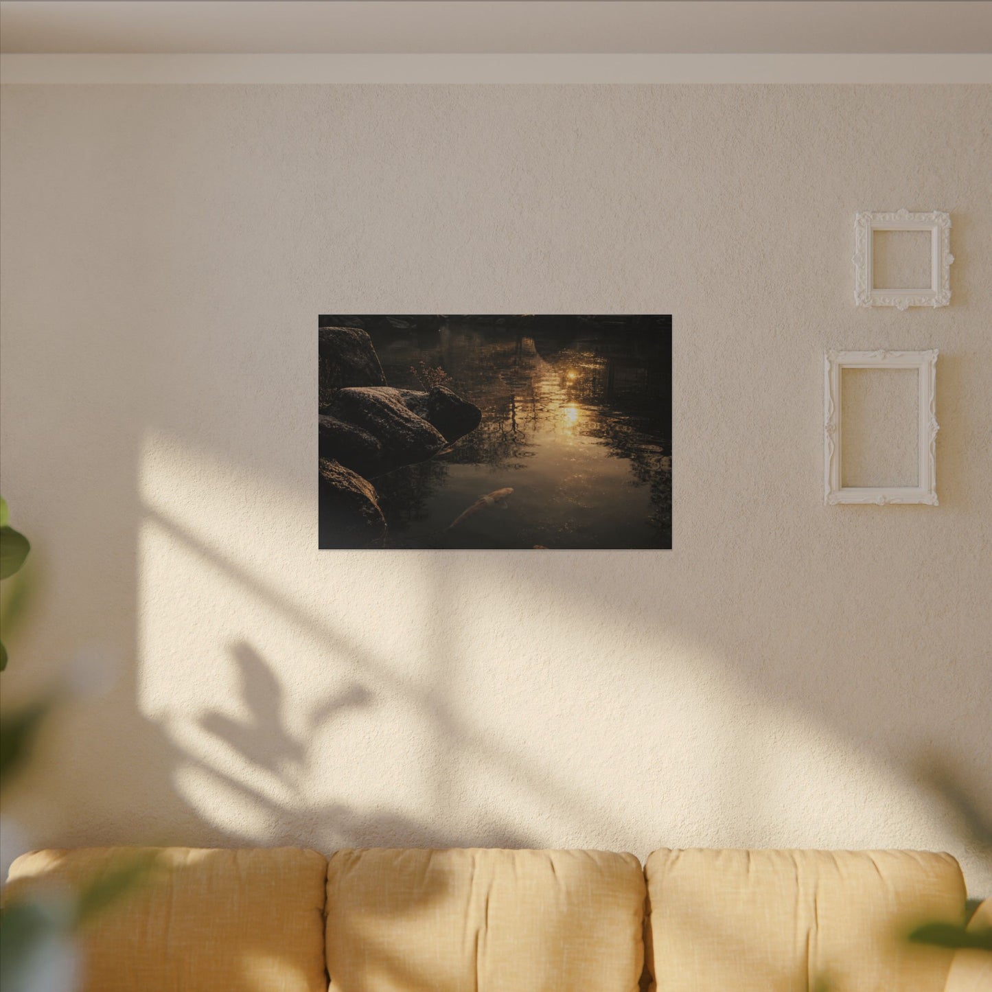 Winter Koi Pond Shadow Zen Canvas Art | Bold Decor