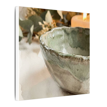 Ceramic Bowl Canvas Art | Summer Japandi Watercolor Art