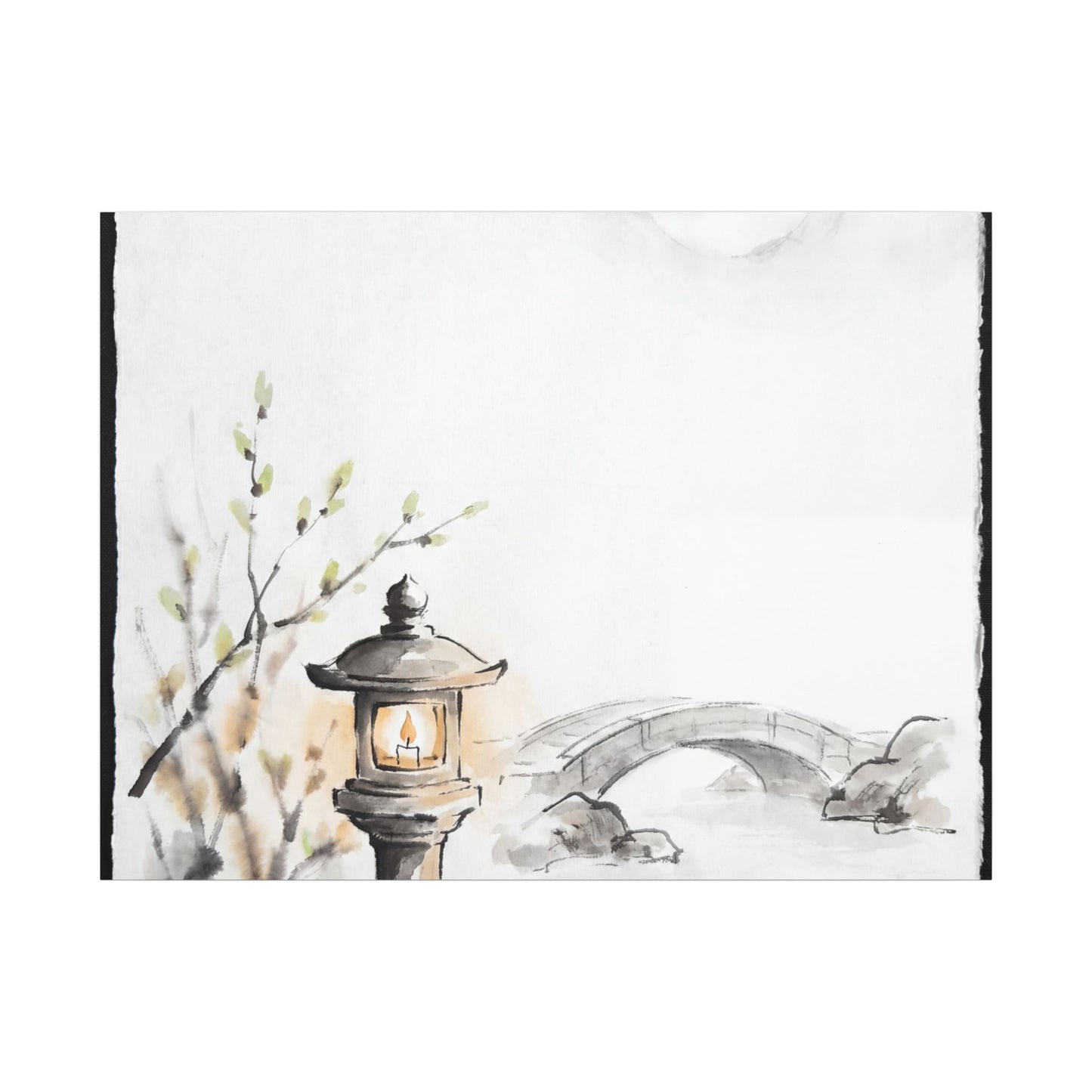 Moonlit Garden Spring Canvas Art | Zen Contemplative Design