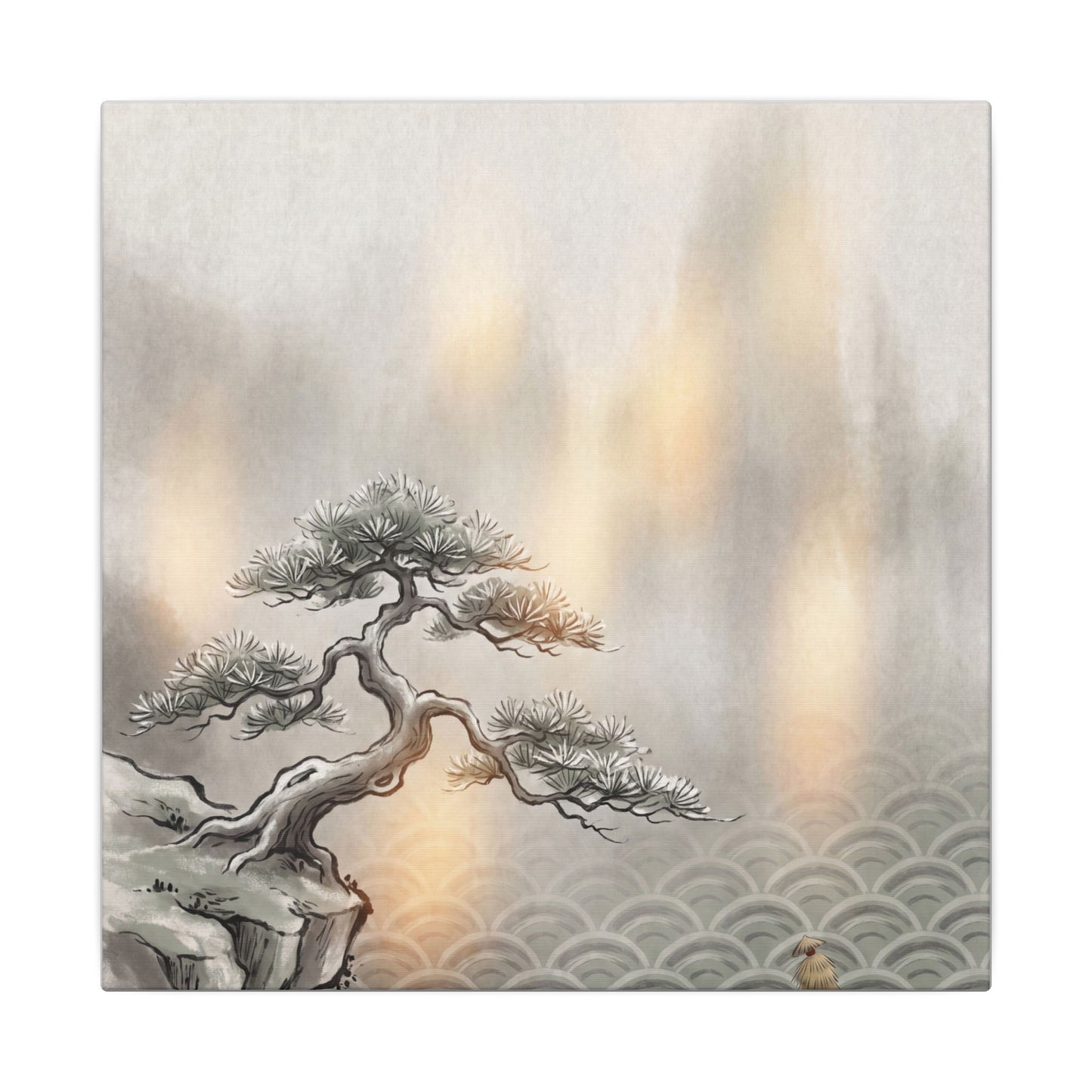 Pine Tree Canvas Art | Winter Japandi Japanese Pattern Art