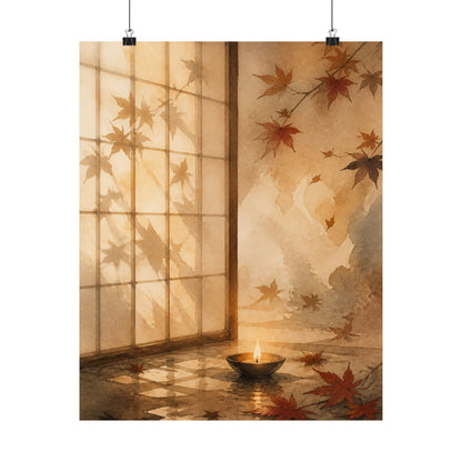 Shoji Screen Autumn Wall Art Print | Japandi Warm Design