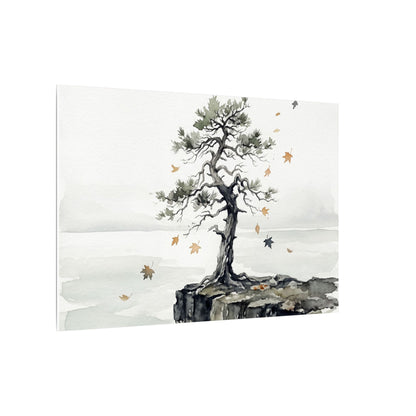 Japandi Pine Tree in Overcast | Watercolor Canvas Art