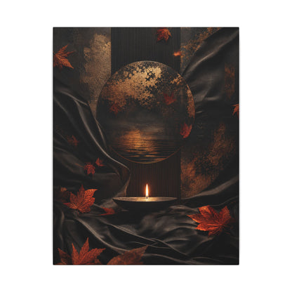 Silk Drape Autumn Canvas Art | Dark Japandi Moody Design