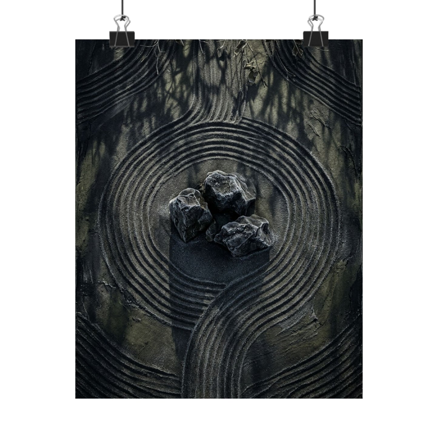Winter Rock Garden Dark Texture Wall Art Print | Atmospheric Decor