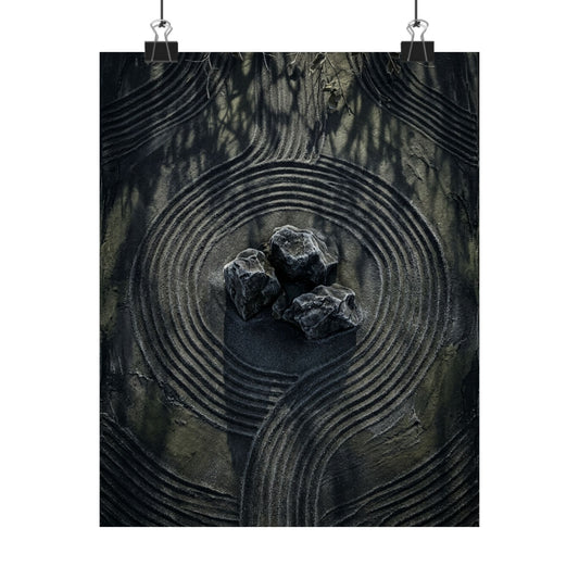 Winter Rock Garden Dark Texture Wall Art Print | Atmospheric Decor