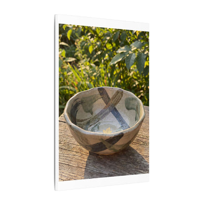 Earthy Ceramic Bowl Canvas Art - Japanese Pattern Japandi