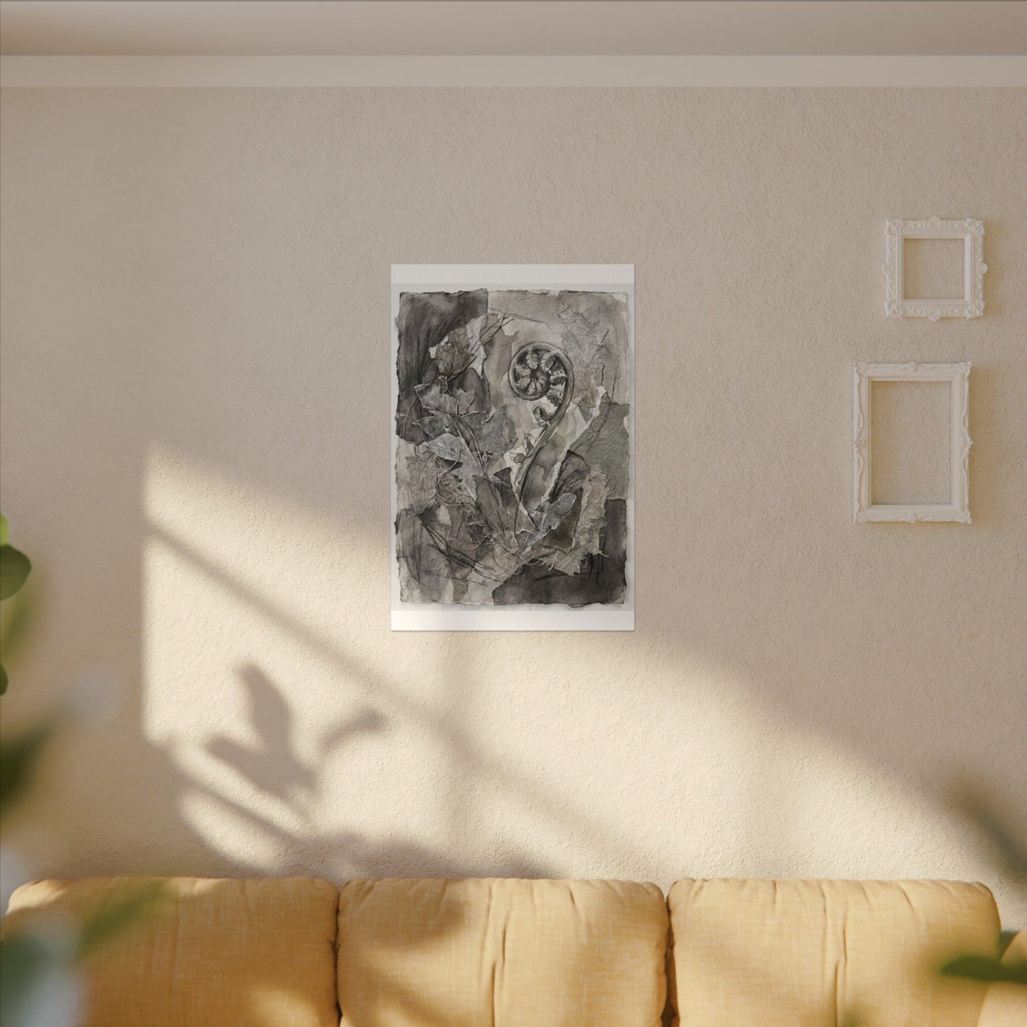 Japandi Fern Unfurling in Overcast | Texture Canvas Art