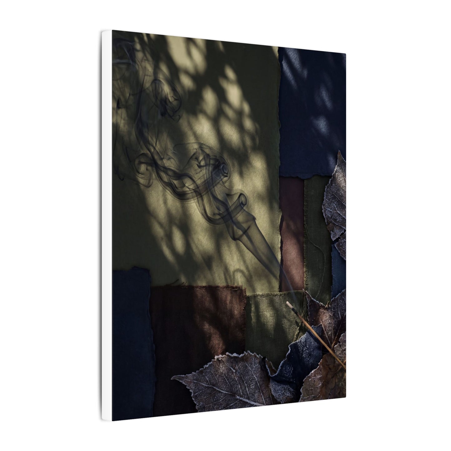 Ma Incense Smoke Canvas Art - Dark Japandi Dark Texture