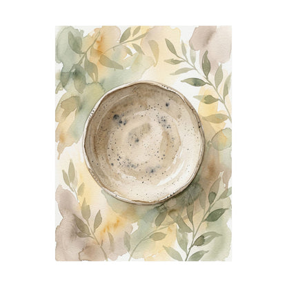 Elegant Ceramic Bowl Wall Art Print - Watercolor Japandi