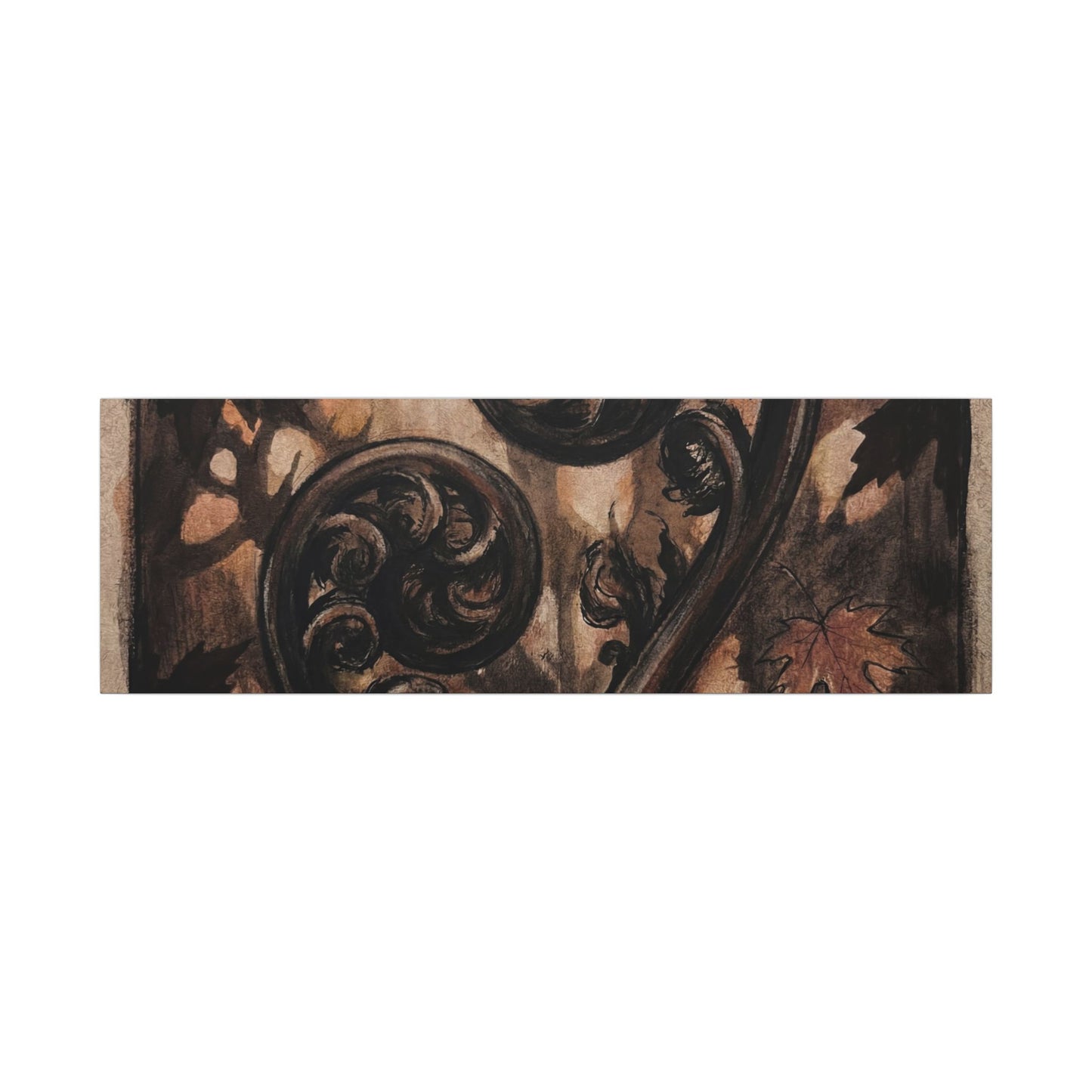 Mono No Aware Fern Unfurling Canvas Art - Dark Japandi Charcoal Ink