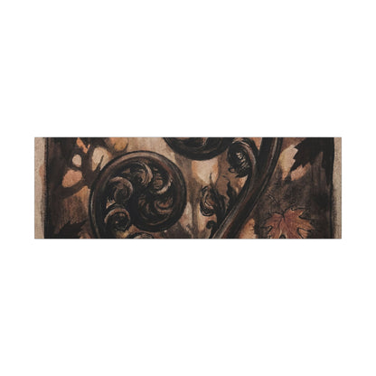 Mono No Aware Fern Unfurling Canvas Art - Dark Japandi Charcoal Ink