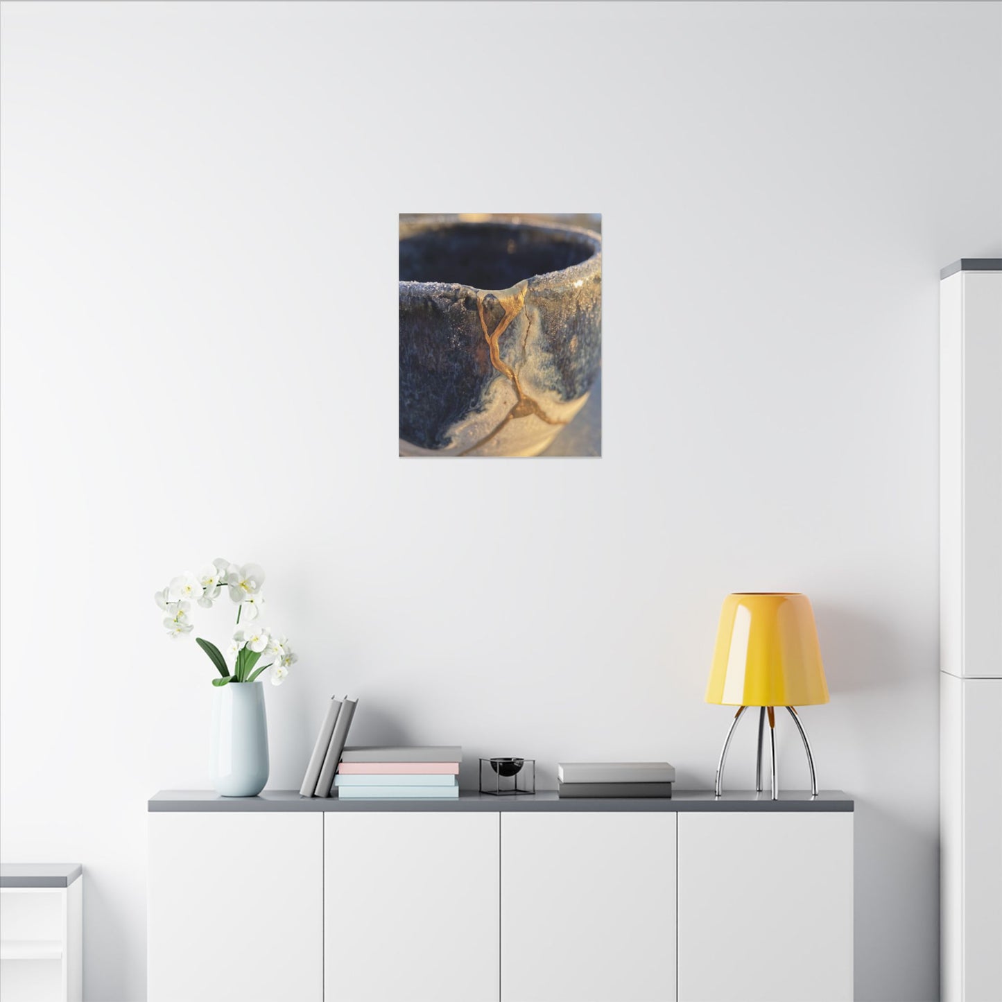 Winter Ceramic Bowl Gold Vein Canvas Art | Healing Decor
